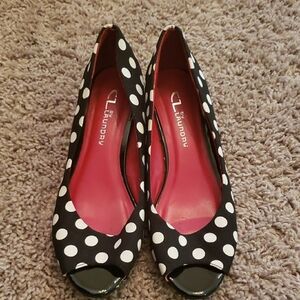 CL by Laundry Black and White Polka Dot Women's Shoes